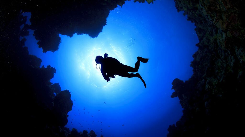 Scuba Diver Open Cave Sunbeam Shutterstock 184425152 1024x576 1